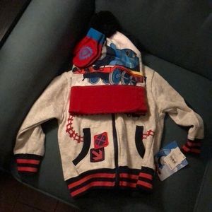 Thomas the train jacket, hat and gloves